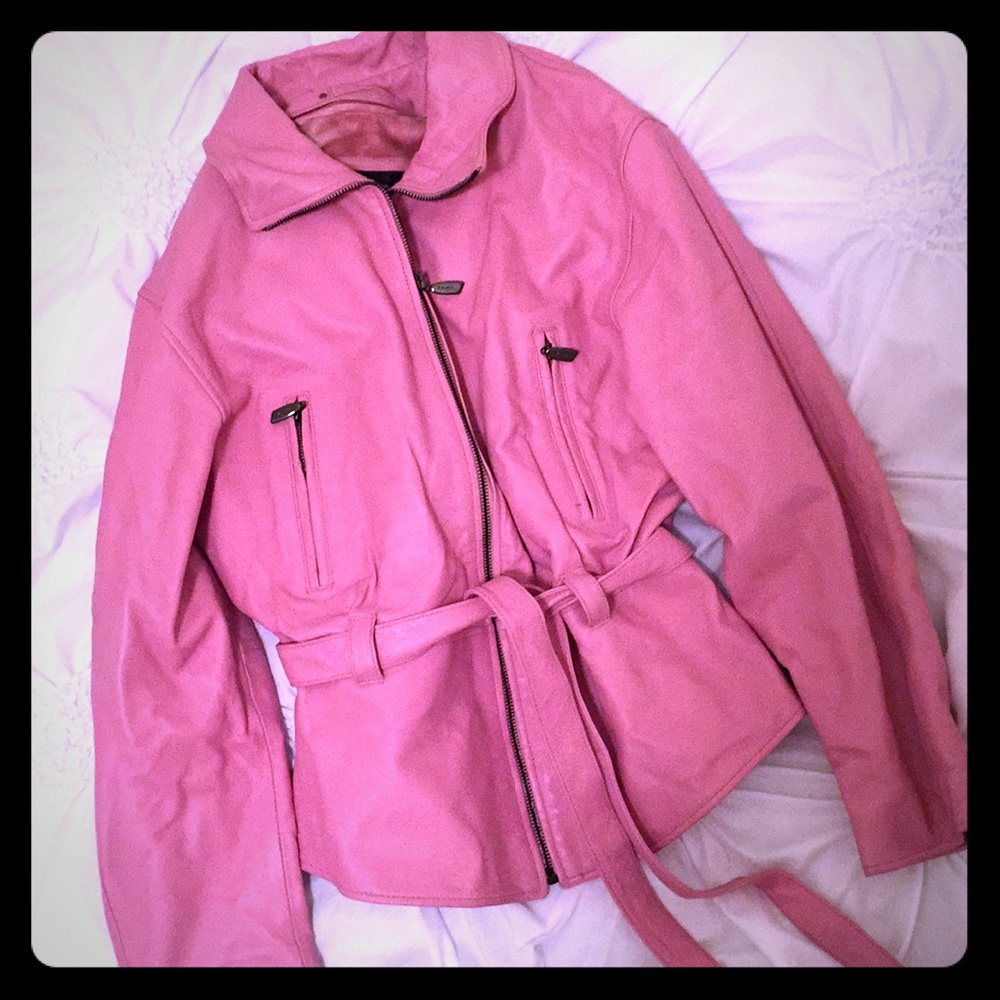 Pink Italian leather coat
